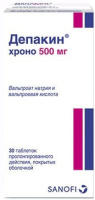 Депакин хроно 500 мг, N30, табл. пролонг. п/о