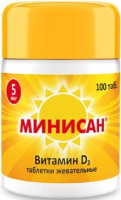 Минисан Витамин Д3 5 мкг №100 таб. жеват.