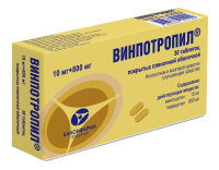Винпотропил 10 мг+800 мг, №30, табл. покр. плен. об.