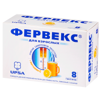 Фервекс 500 мг+25 мг+200 мг, 13,1 г, N8, пор. для приг. р-ра для вн. приема (лимонный с сахаром)