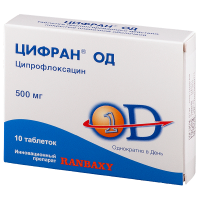 Цифран ОД 500 мг, N10, табл. пролонг. п/о